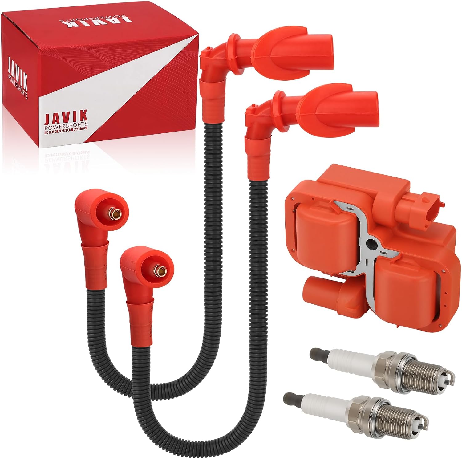 JAVIK Ignition Coil Spark Plug & Wire Cap For Polaris Ranger 700 800 2007-2010 Sportsman 800 700 2004-2014 O.E.M# 4010425 3021671 4011365