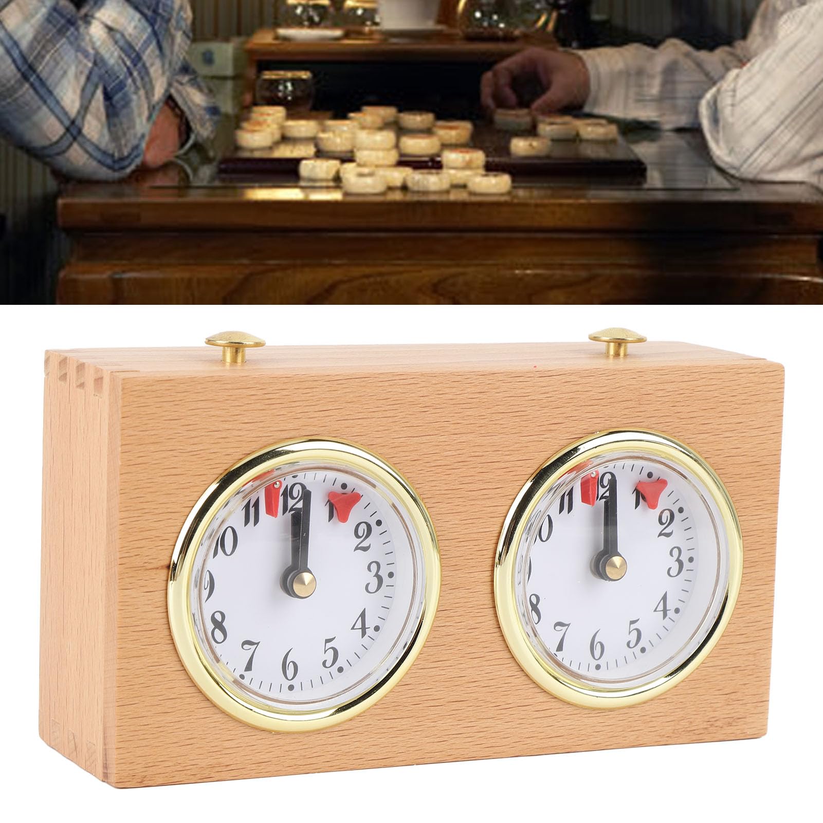 Alomejor Schachuhr, Mechanisch, Retro, aus Holz, Schachuhr, Analoger Timer, Retro, aus Holz, Hohe Genauigkeit, Geeignet für Schach, Chinesisches Schach und Weiqi