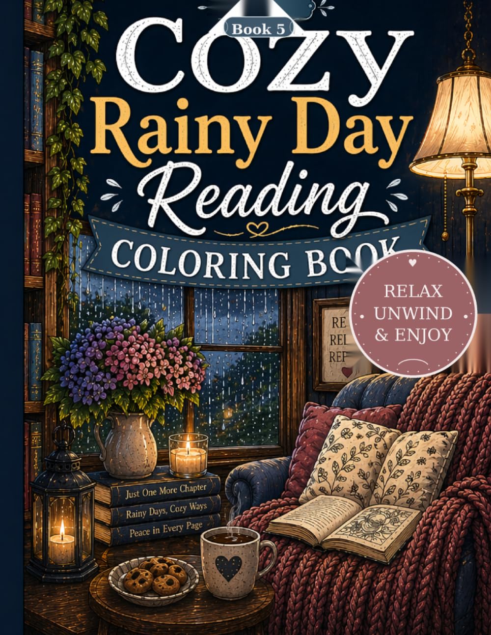 Cozy Rainy Day Reading Coloring Book: Rainy Windows, Warm Drinks & Peaceful Indoor Reading Scenes for Adults and Teens (Cozy Reading Coloring Series)