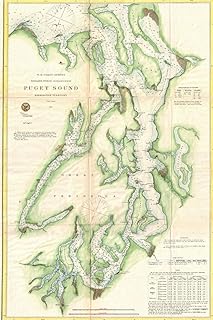 Independently Published Puget Sound-Kitsap Map Journal: Vintage 1867 Topographic Map Notebook (6x9 inches, 200 Lined Pages, Matte Full Color Cover)