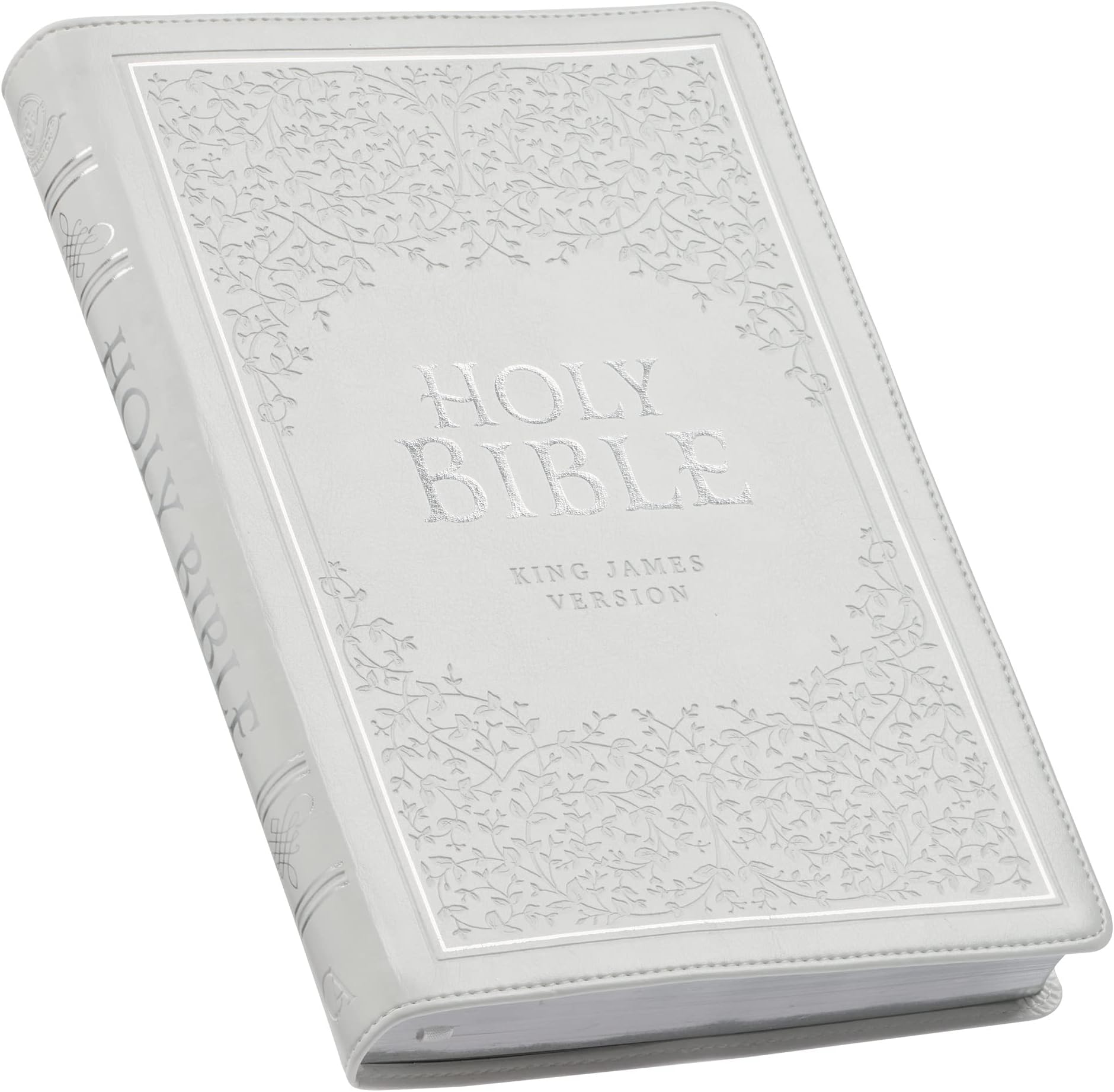 KJV Holy Bible, Thinline Large Print Faux Leather Red Letter Edition Thumb Index & Ribbon Marker, King James Version, White (KJV Thinline LP Editions)