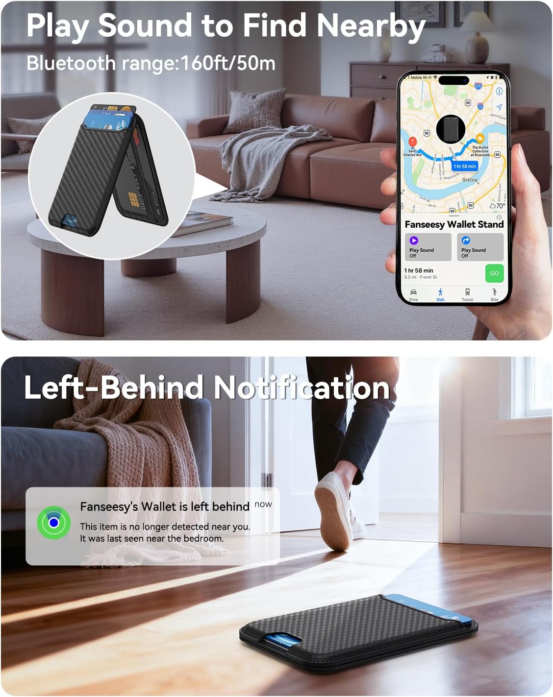 for MagSafe Wallet, Works with Apple Find My,5 Card Holder with Stand, Magnetic Phone Wallet Stand for iPhone 17/16/15/14/13/12 Pro Max Air Plus, RFID Blocking Vegan Leather,Carbon Fiber