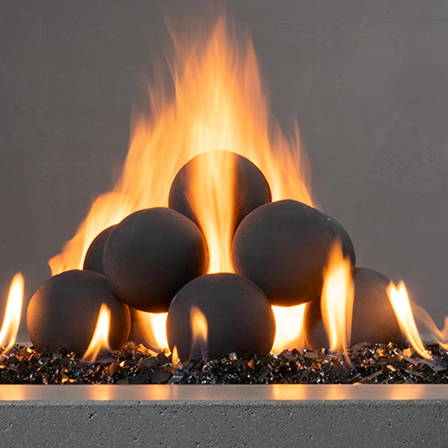 Starfire Designs Ceramic Fire Balls | Use in Fireplace or Fire Pit | Outdoor & Indoor Fire Balls for Natural Gas or Propane Fires | Decorative Landscaping | Pack of 12 | Dark Gray