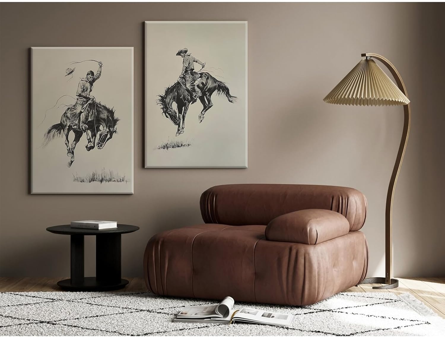 Western Cowboy Wall Art Decor Vintage Farmhouse Prints Western Cowboy Canvas Poster Retro Southwestern Wall Art Antique West Pictures Vintage Painting for Bathroom Bedroom 24x36x2 Inch Ready to Hang