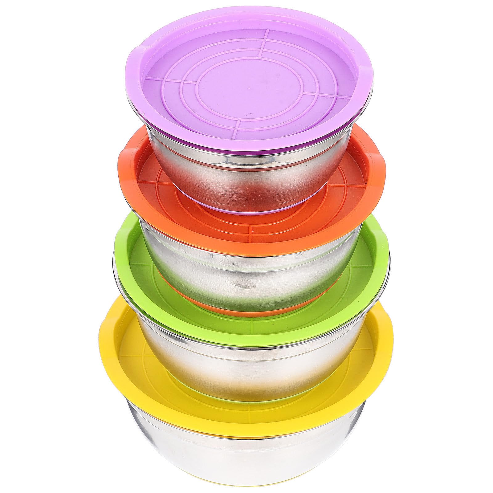 ULTECHNOVO 4 Piezas Ensaladera de Acero Inoxidable Base de Silicona