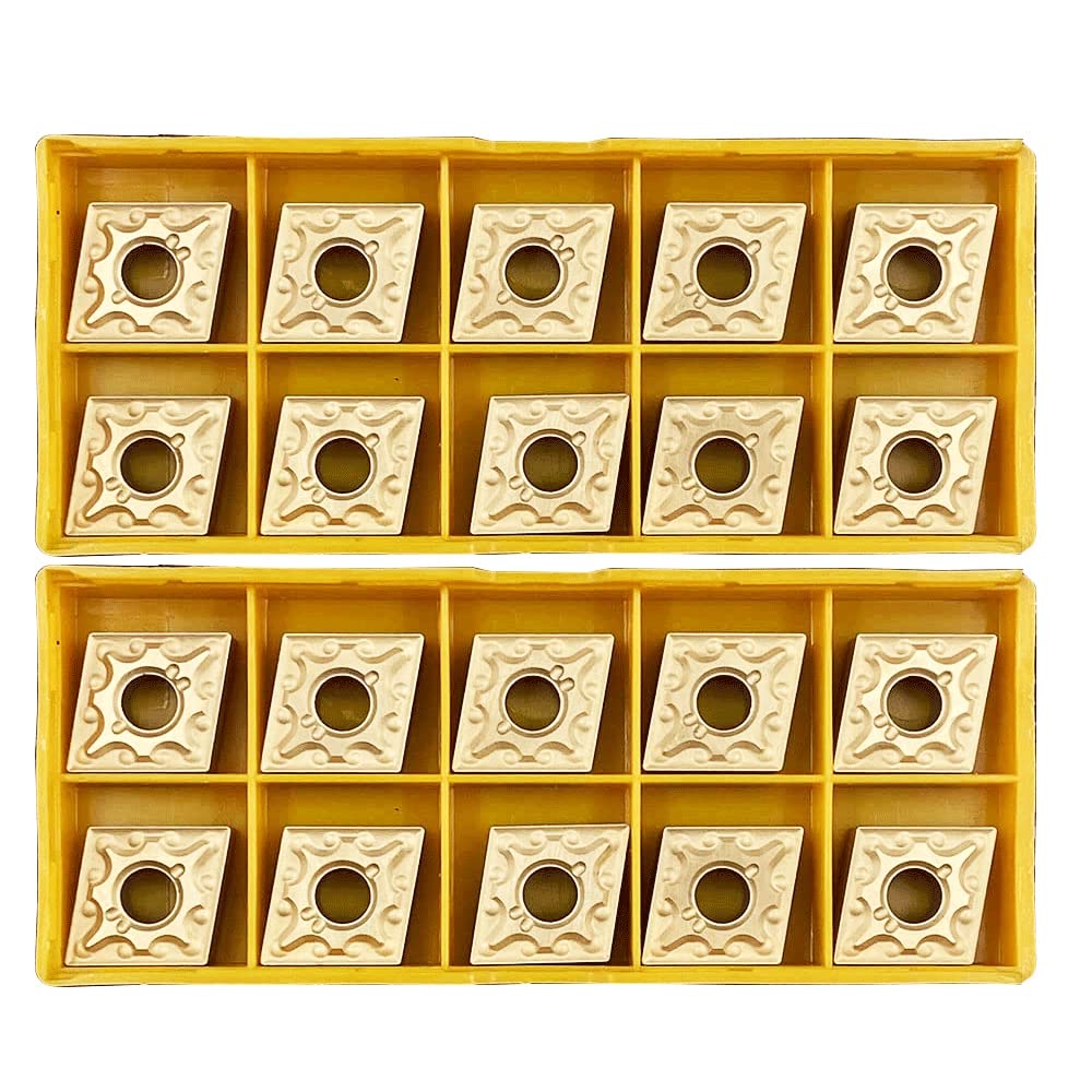 GBJ 20pcs CNMG 431 CNMG120404 Gold Carbide Turning Inserts Lathe Carbide Inserts Cutting Tools for Machining Steel Parts/Stainless Steel (CNMG431)
