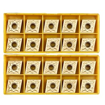 GBJ 20pcs CNMG 431 CNMG120404 Gold Carbide Turning Inserts Lathe Carbide Inserts Cutting Tools for Machining Steel Parts/Stainless Steel CNMG431
