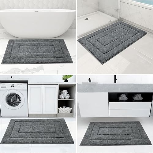 Miniatura 246 de Buganda Alfombras de baño, 24" x 16", Alfombras de baño de microfibra suaves y absorbentes, Alfombra de ducha esponjosa antideslizante, Alfombras de