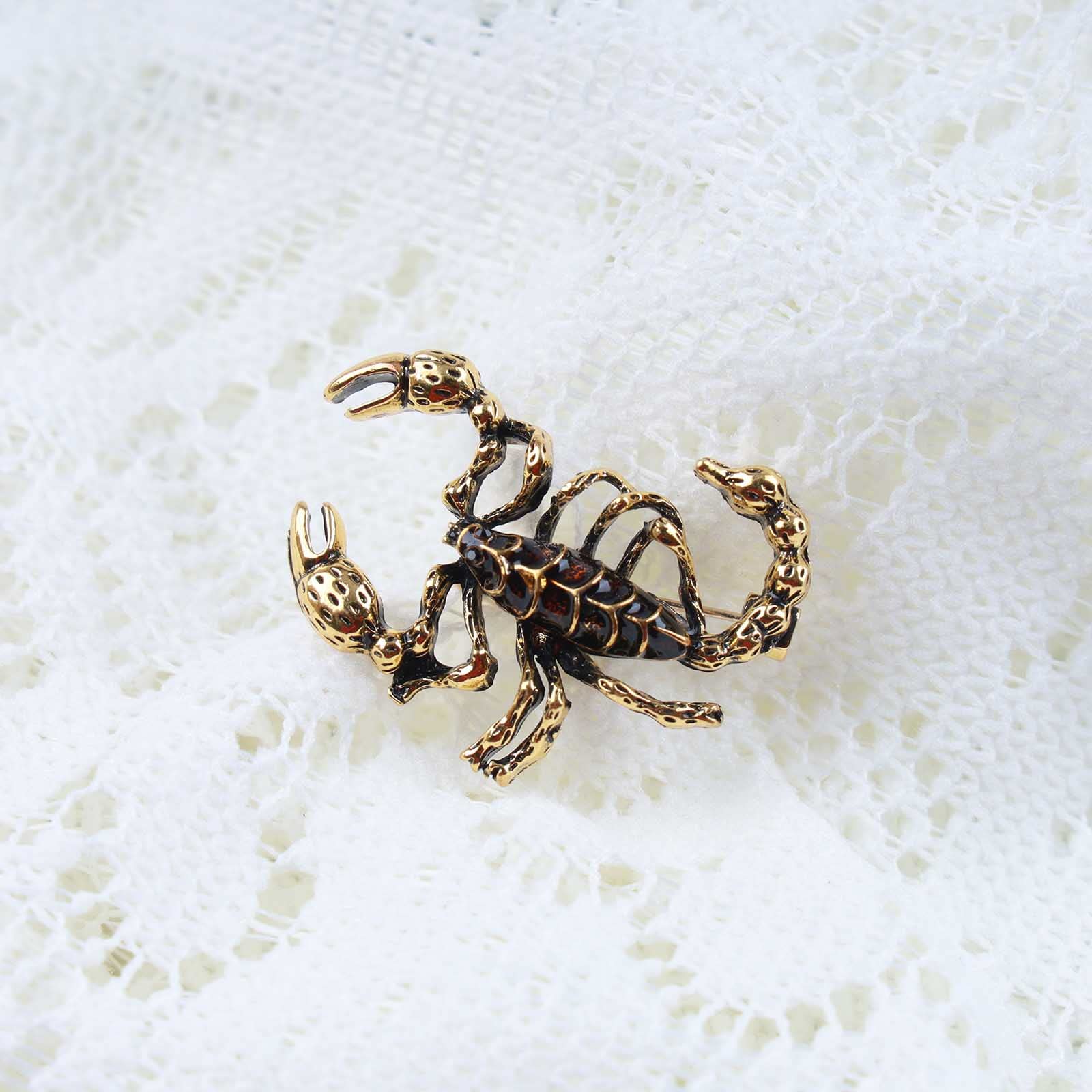 Broche Scorpion Émail Or Noir - Épingle Insecte Personnalité Pour Revers, Écharpe Ou Châle