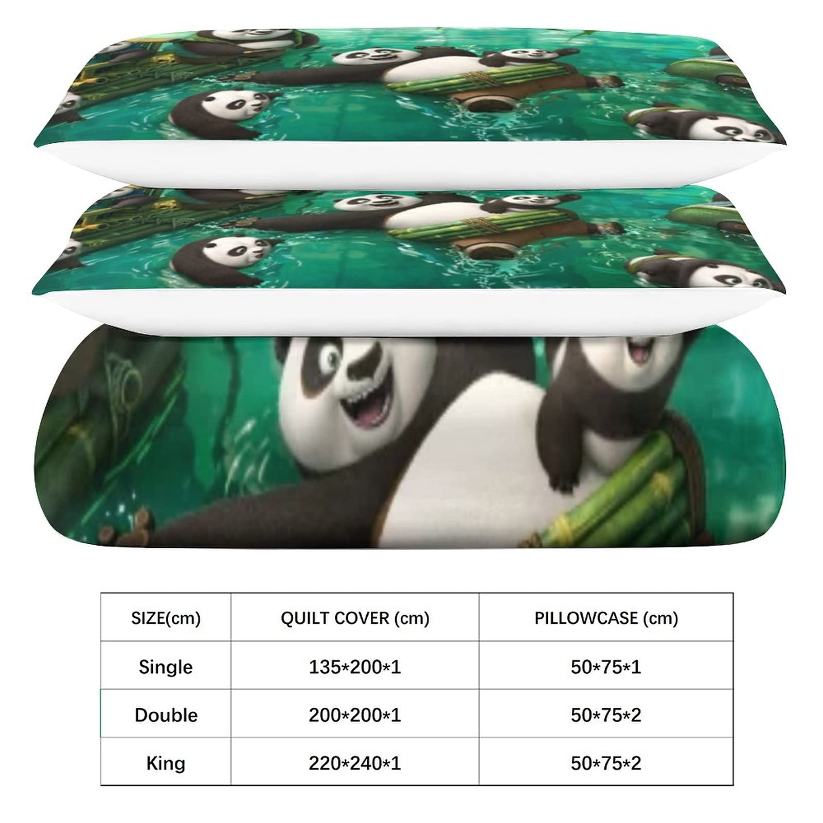 Set Copripiumino 3D Kung Fu Panda 3 Pezzi – King 220x240cm – Microfibra Traspirante, Chiusura Cerniera, Lavabile