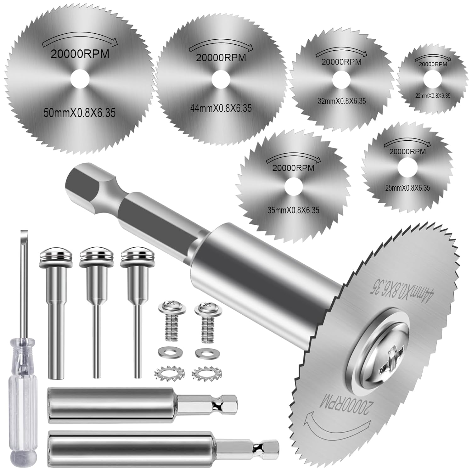 Professional Pipe Cutting Wheel Set for Compatible with Dremel, Dewalt & Most Rotary Tools with 6pcs Steel Saw Blades, 2pc 1/4" Hex Short Shank and Long Shank, for PVC Pipe, Copper Pipe, Plastic