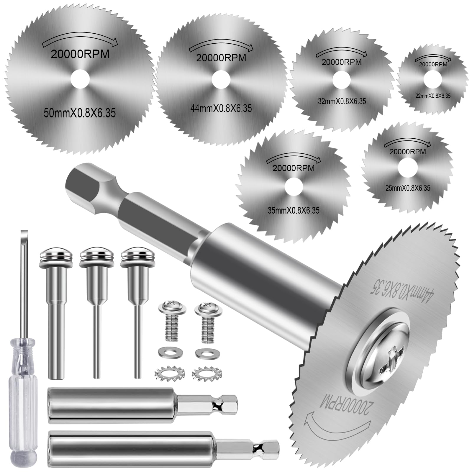 Circular Saw Blade Set, 1/4 Inch Hex Shank HSS Circular Saw Blades for Drill Mini Circular Saw Blade for Wood Plastic, Metal