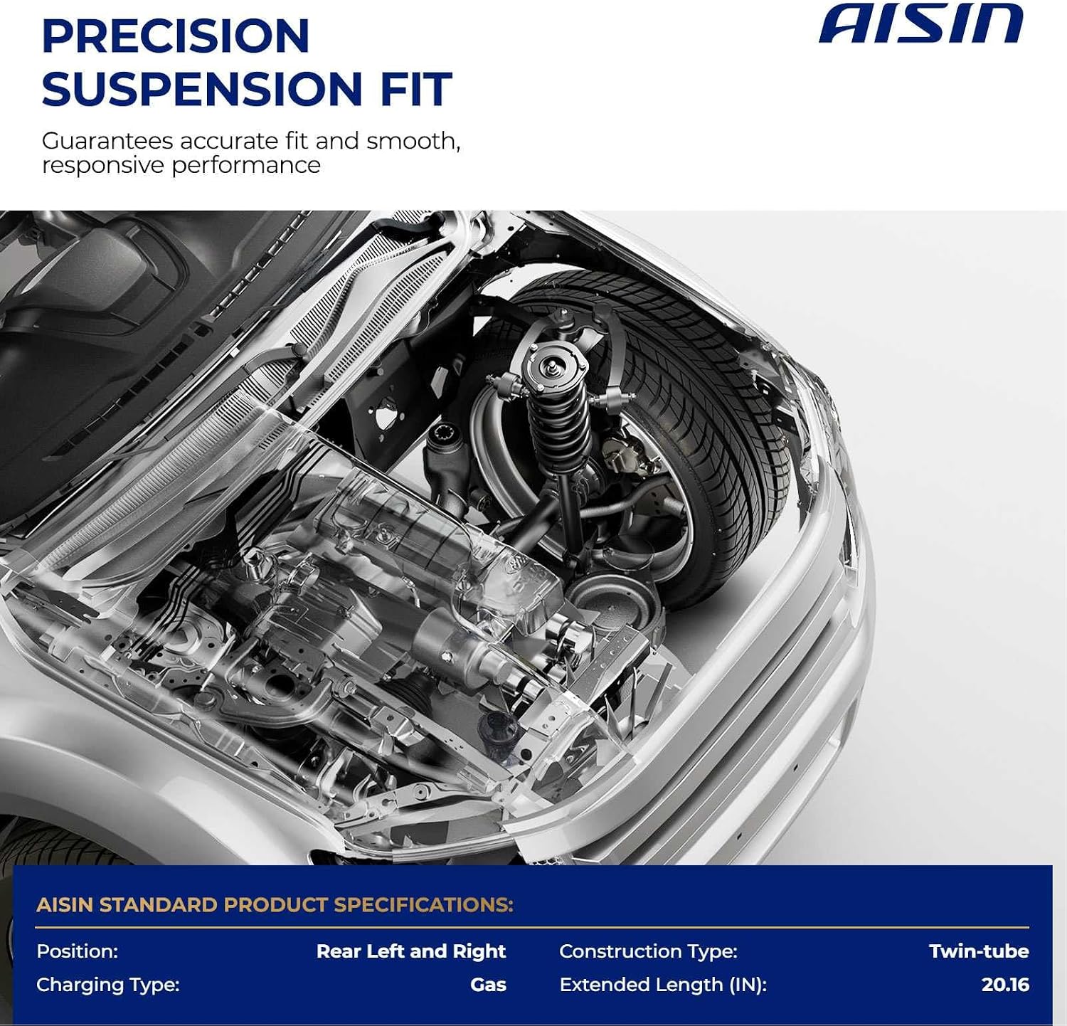 AISIN AFTERMARKET SAKF-01706 Set of 2 Rear Suspension Strut and Coil Spring Assembly - Compatible with Subaru Crosstrek 2018 2019