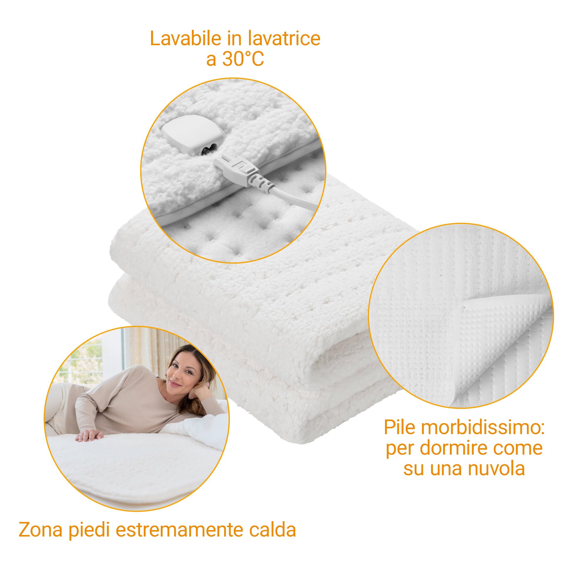 medisana HU 672 Sottocoperta elettrica super soffice, 150 x 80 cm, dorme come sulle nuvole, spegnimento automatico, protezione da surriscaldamento, 4 impostazioni di temperatura, lavabile