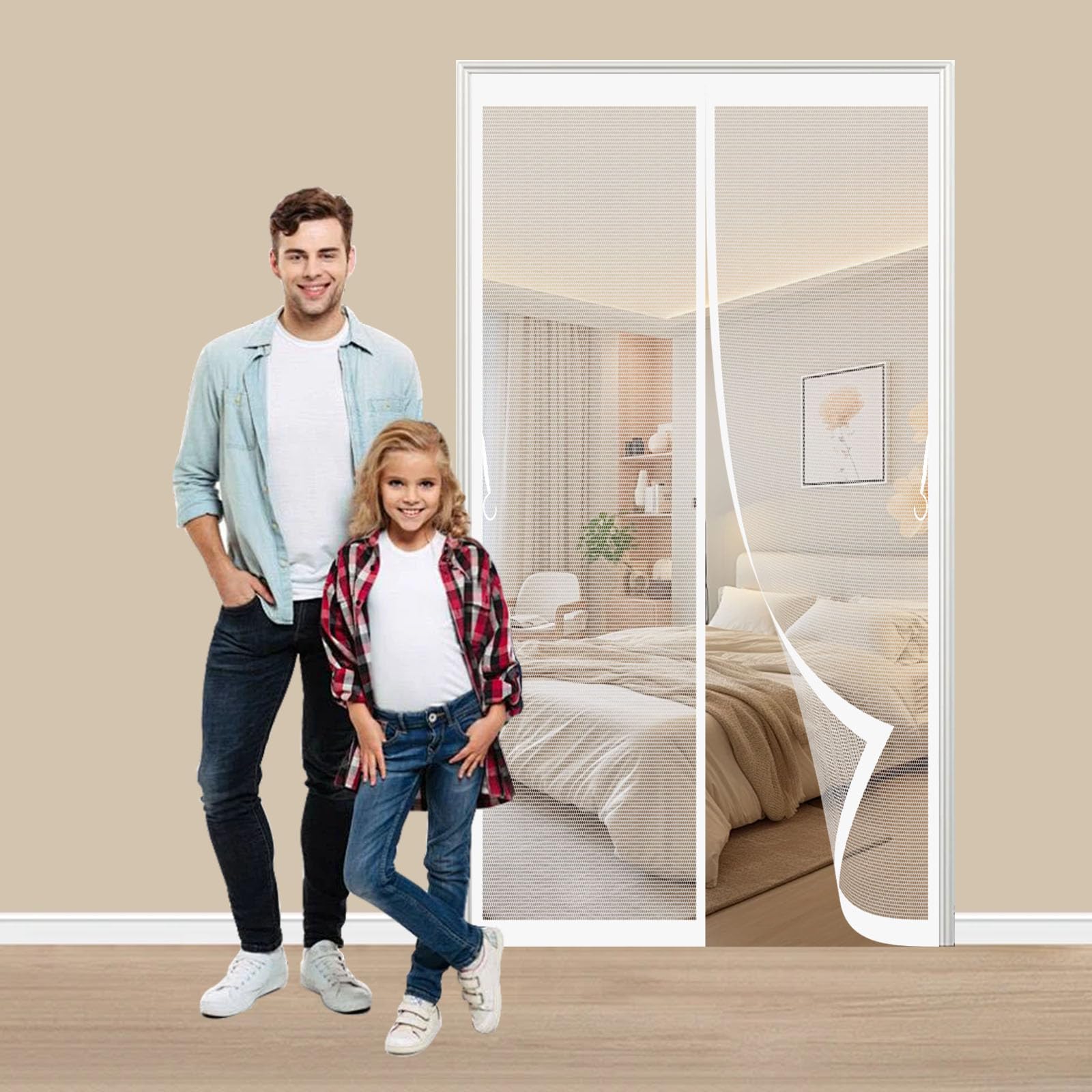 Moustiquaire porte fenetre magnetique blanche 123x226 cm rideau anti mouche