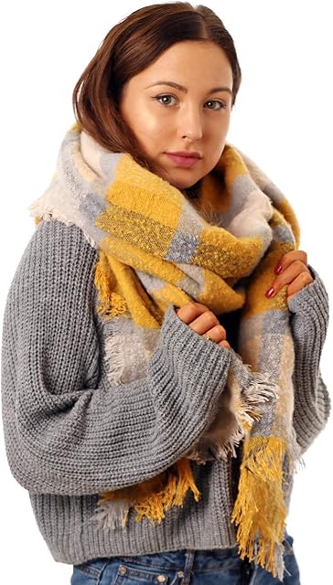 StyleSlice Tartan Scarf Thick Warm Blanket Ladies Scarves, Plaid Tartan Long Large Oversized Warm Soft Shawl & Wrap Women Christmas Present Xmas Gifts