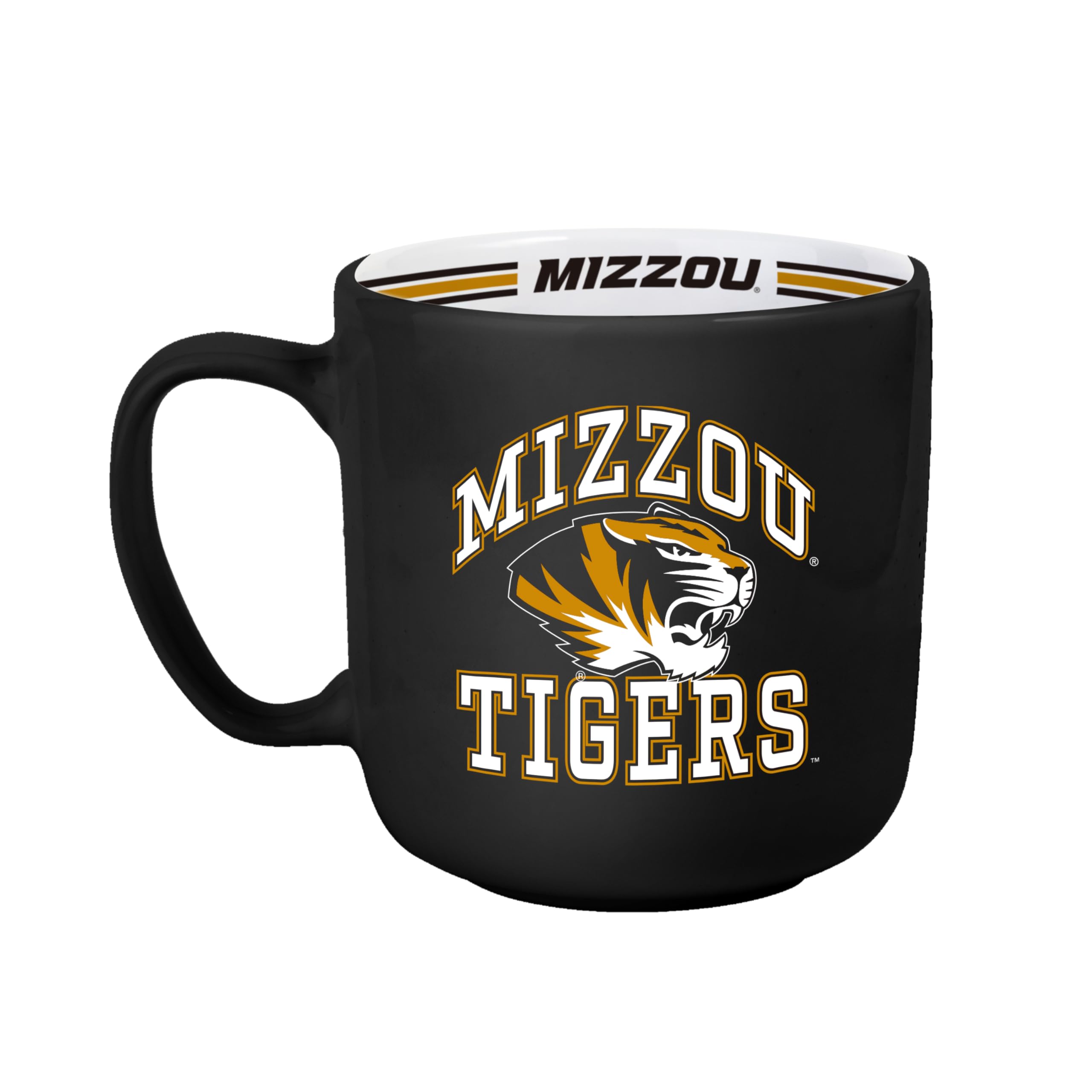 Logo Brands NCAA Missouri Tigers 15oz Stripe Mug - Team Logo, Inside Print, Standard Handle, Microwave &amp; Dishwasher Safe