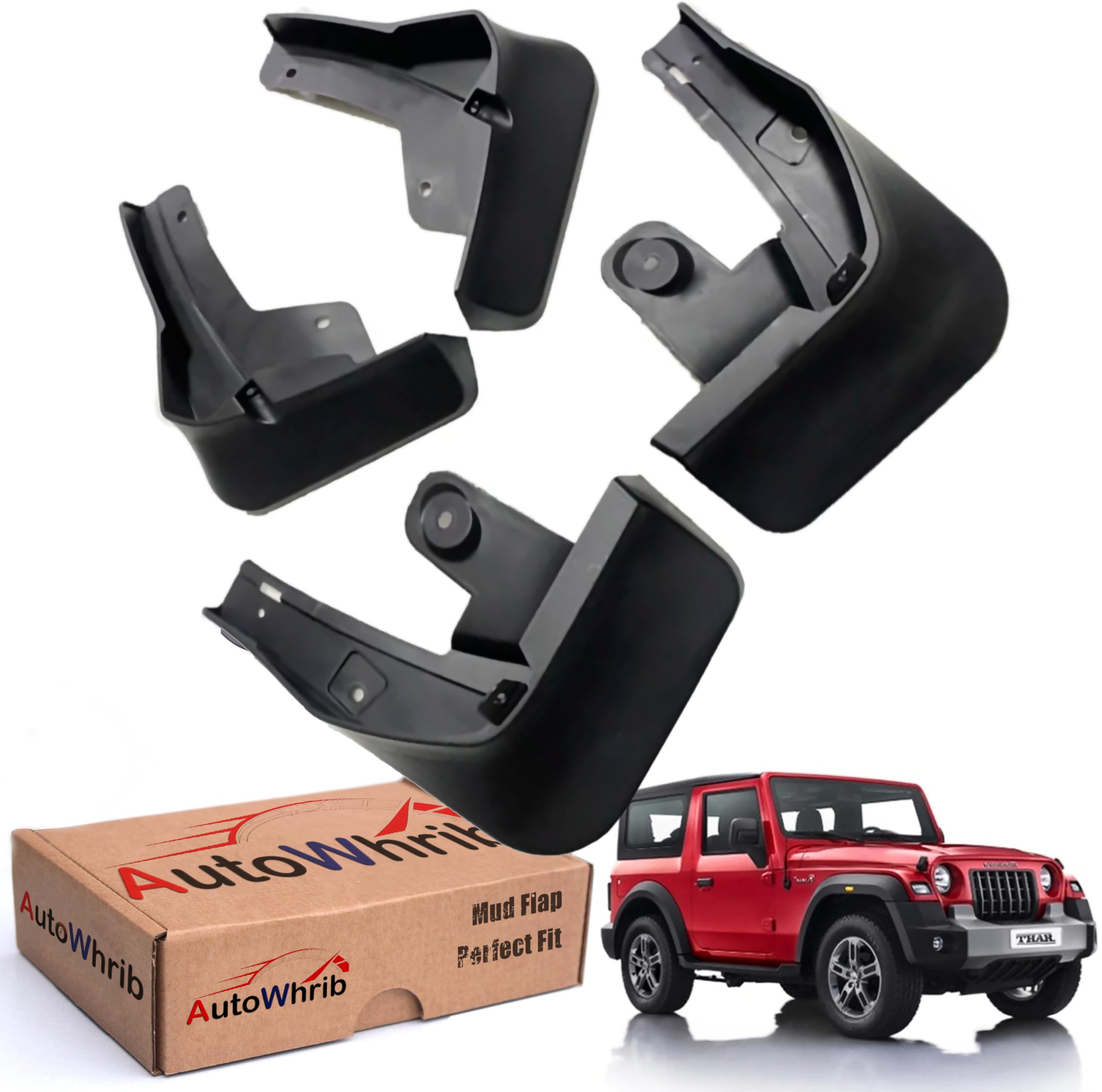 Car Mud Flaps for Mahindra Thar (Front and Rear Mud Guard, Pack of Four,Custom Fit)-image-1