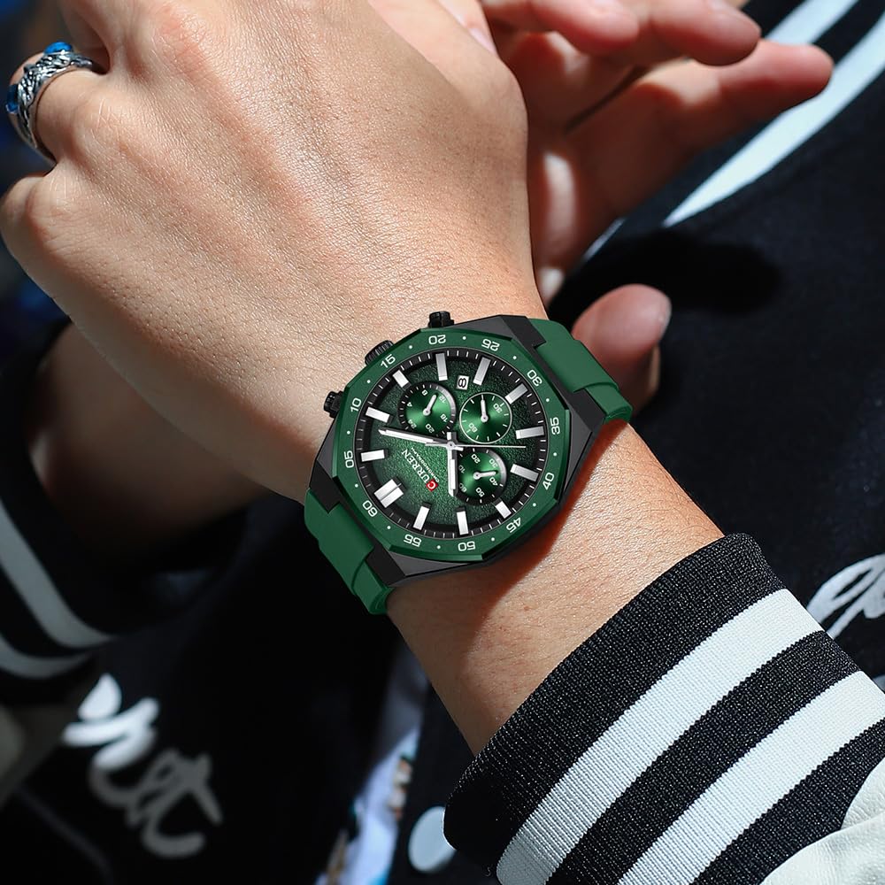 FANMIS Montre de sport militaire pour homme - Étanche - Chronographe - 43 mm - Grand cadran - Classique - Style décontracté - Bracelet en silicone