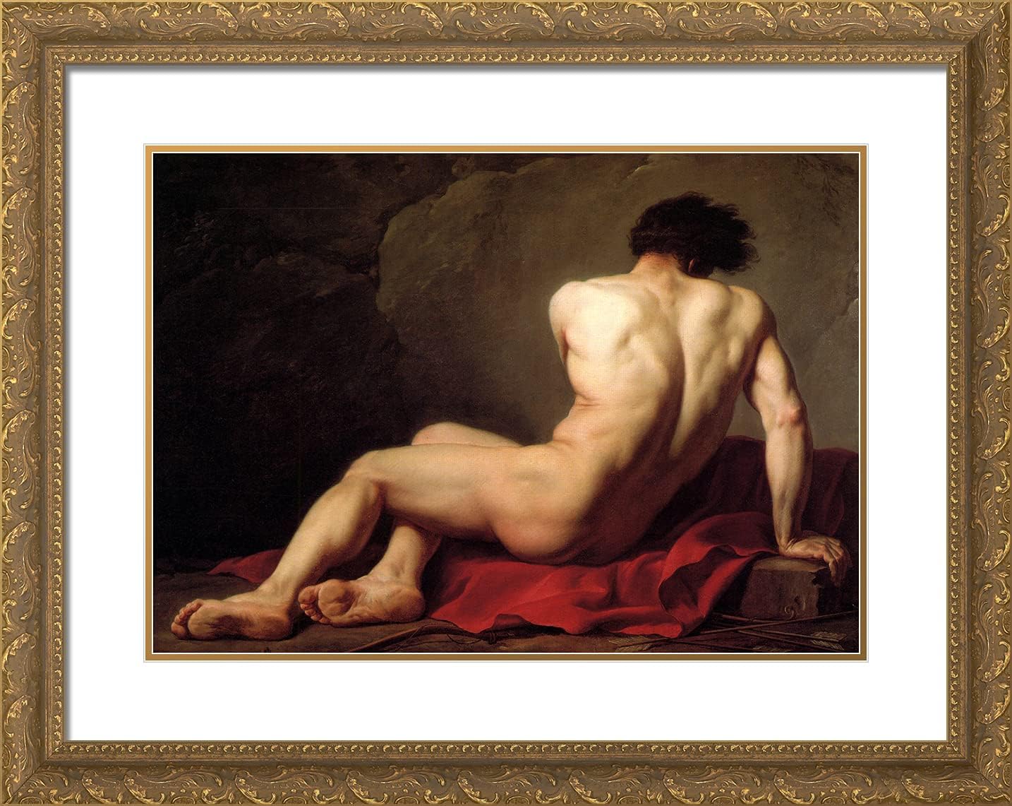 ArtDirect David, Jacques-Louis 24x19 Gold Ornate Framed Art Print with Double Matting Titled: Patrocles