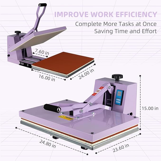 Termofijadora Manual 16x24 con Base Deslizable, 2000W, Púrpura miniatura 2