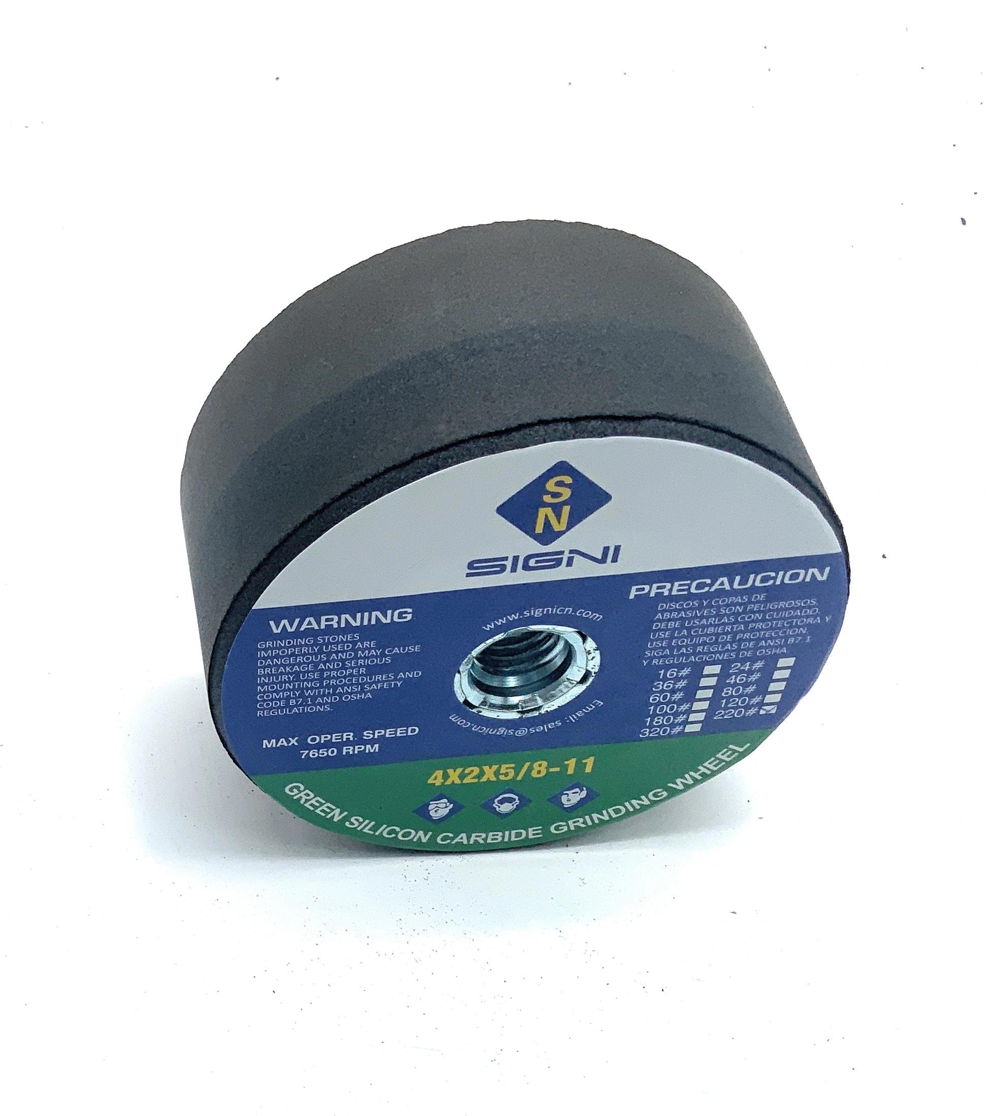 Green Grinding Stone with Thread for Grinding Granite 4X2X5/8-11 (1 Pack) (Grit 220)