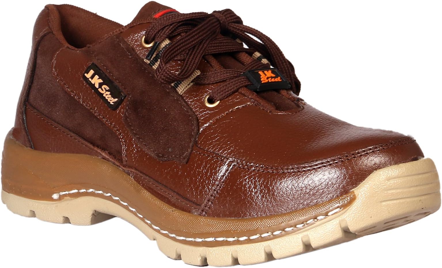 JK PORT Mens New Safety Shoes with Steel Toe Brown