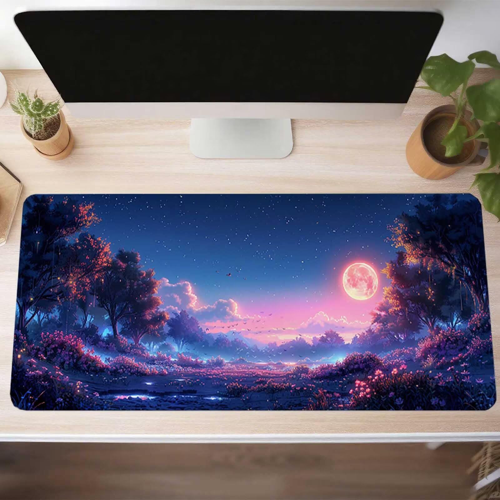 XXL Duża podkładka pod mysz do gier 140 x 60 cm, wodoodporna antypoślizgowa podkładka pod mysz, zmywalna, podkładka na biurko z gumową podstawą dla graczy, PC i laptopa, błękitna PjY14463 D-7