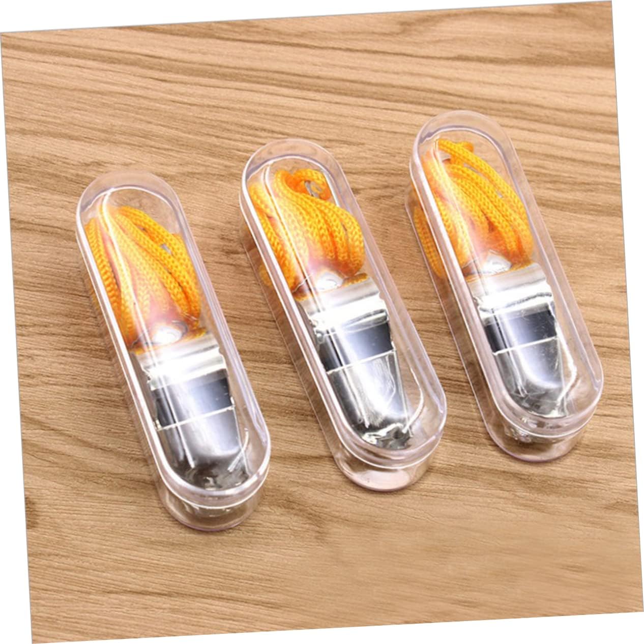 Yardwe 3pcs Stainless Steel Hiking Whistle Lanyard Loud Safety Whistle for Camping Emergency Sports Training