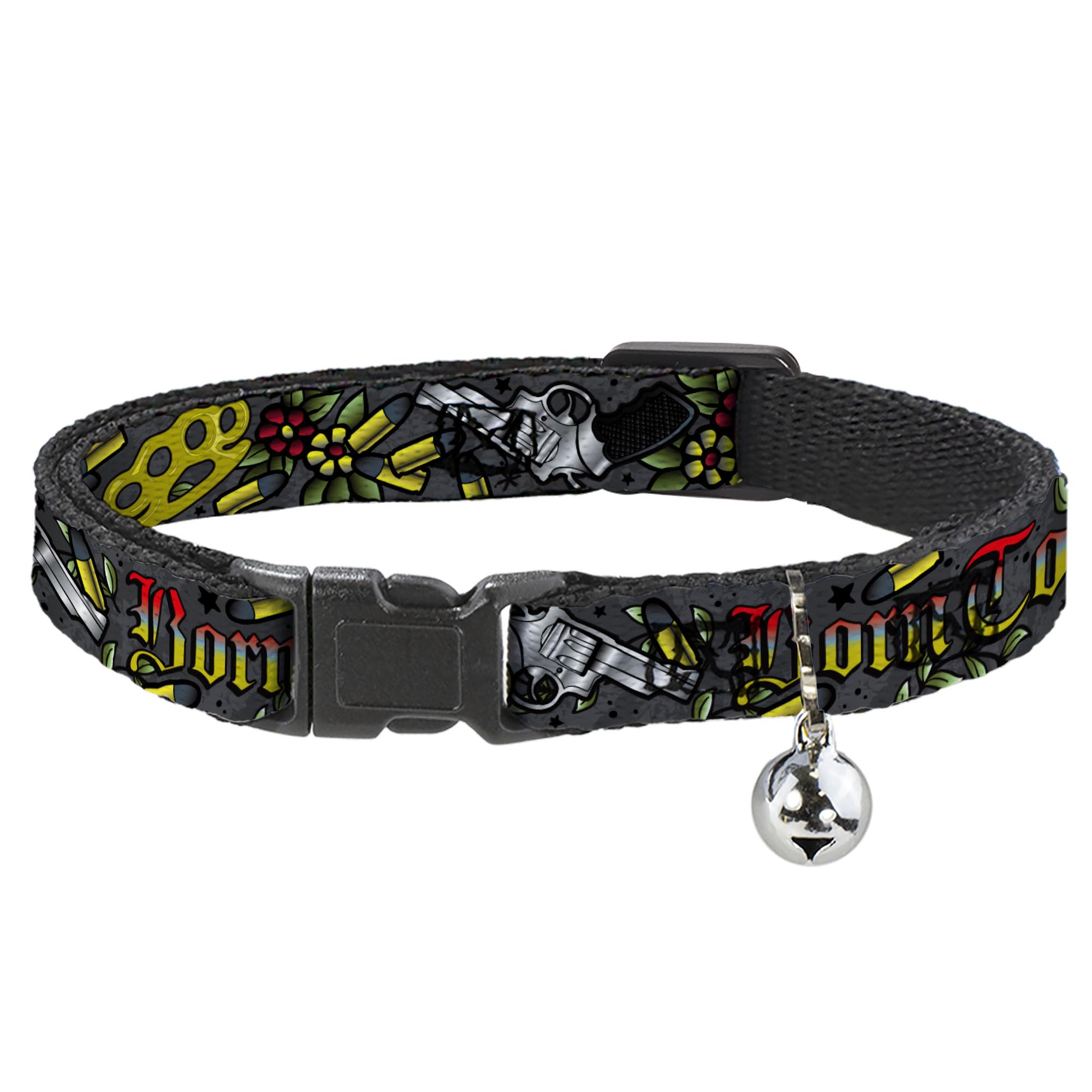 Collar de gato antiasfixia Born to Raise Hell Gray ajustable y cómodo