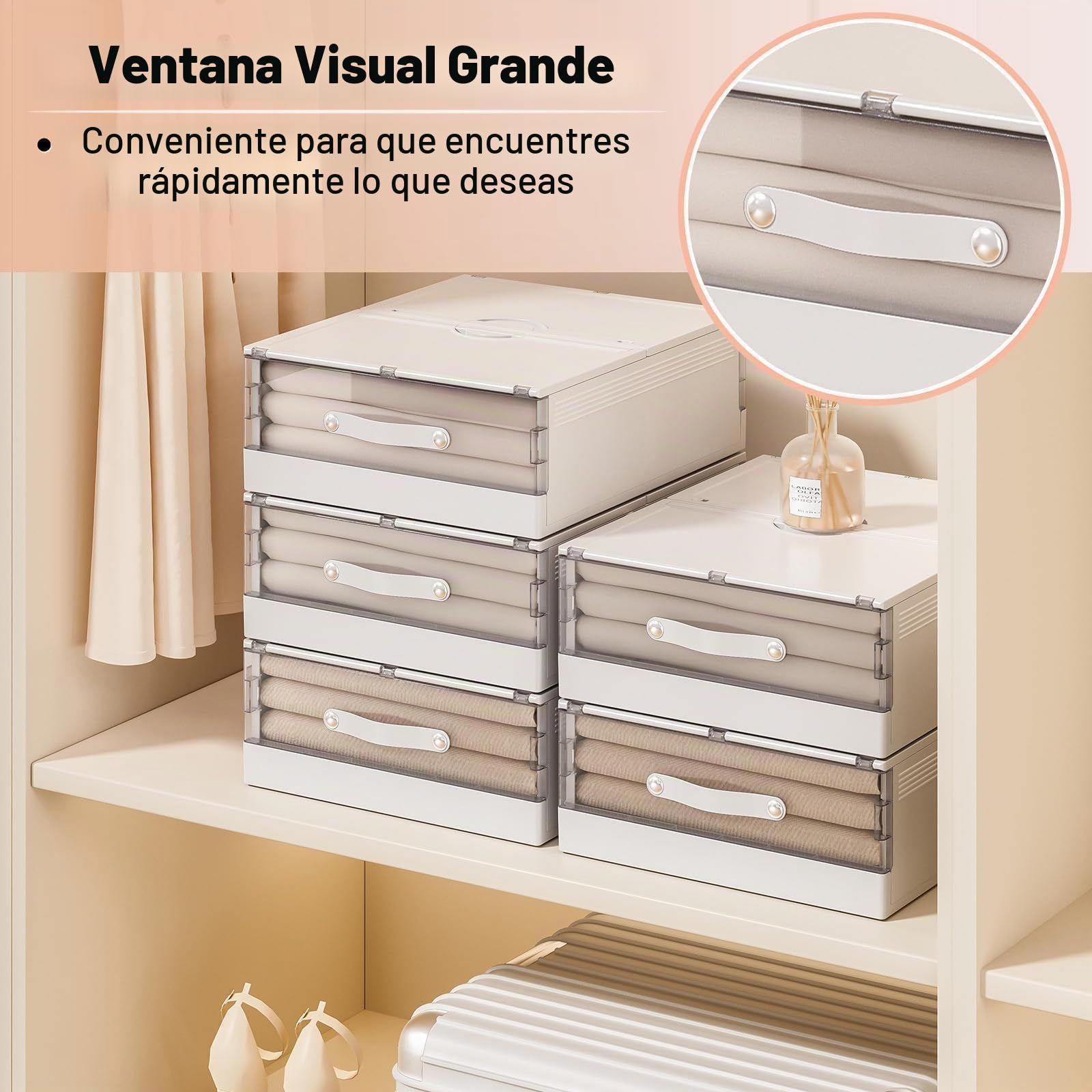 GUDEMAY 3 Piezas Contenedores Almacenaje Debajo de Cama Plásticos | Caja organizador armario Apilable| Organizadores de Armarios para Toallas, Ropa, Mantas