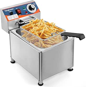 12L Commercial Deep Fryer with Adjustable Temperature, Stainless Steel Body