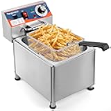 12L Commercial Deep Fryer,1800W Deep Fryer with Basket,Adjustable Temperature,Lid,Stainless Steel Body DeepFryer Pot,Electric Coumtertop Fryer for Commercial Restaurant Home Use