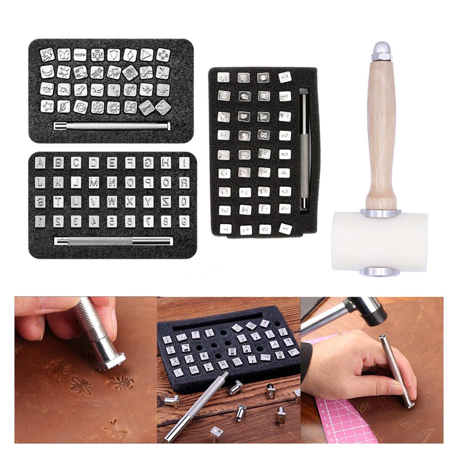 Alphabet-Buchstaben-Stempelset aus Stahlleder