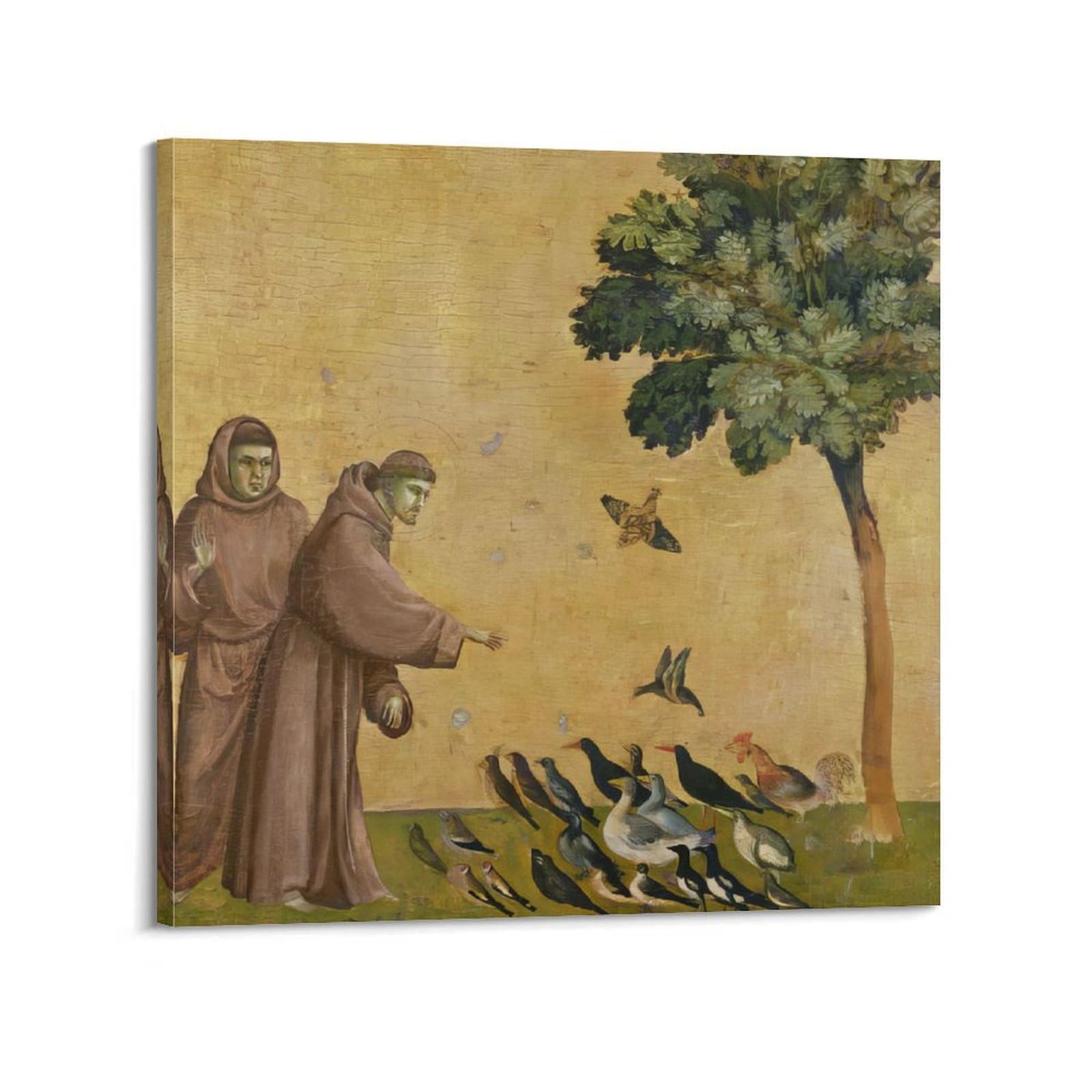 GLMHOK Religious Posters Saint Francis of Assisi Preaching to The Birds Decorative Painting Canvas Poster 12x12inch(30x30cm)