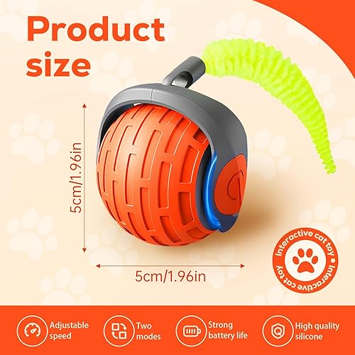 Miniatura 2 de Pelota interactiva para gatos, juguetes para gatos de interior, juguete giratorio, bolas de gato móviles automáticas para gatos adultos aburridos en