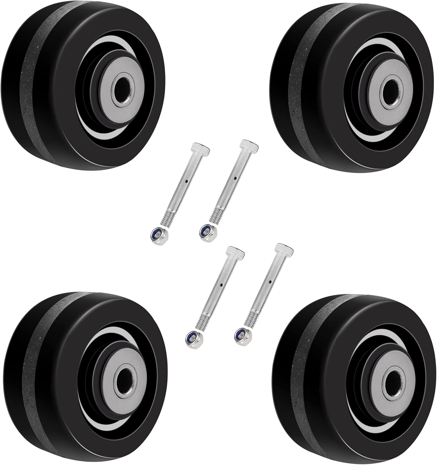 SY America 4"x2" Width 4 Pack Phenolic Wheel w/Rolling Bearing & Steel Bushing 1/2" Axle Diameter Casters Total Capacity 3600 lbs(4 inches Pack of 4)