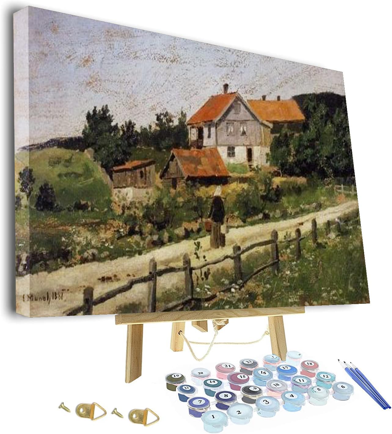 DIY Painting by Numbers for Adults,Houses in Maridalen Painting by Edvard Munch Paint by Numbers for Adults Beginner, DIY Painting by Numbers Framed and Easel