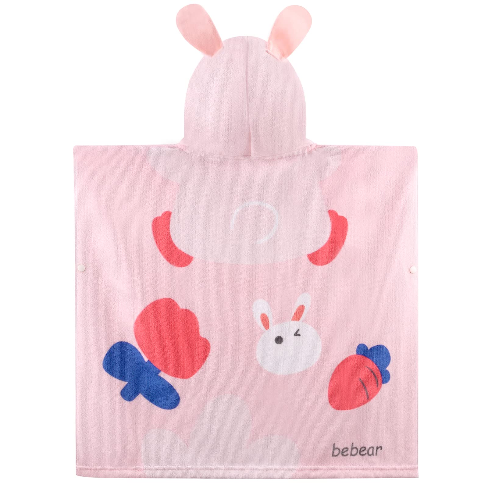 Bebamour Asciugamani con cappuccio per bambini e bambine - Asciugamano con cappuccio indossabile e assorbente per bambini, Rabbit