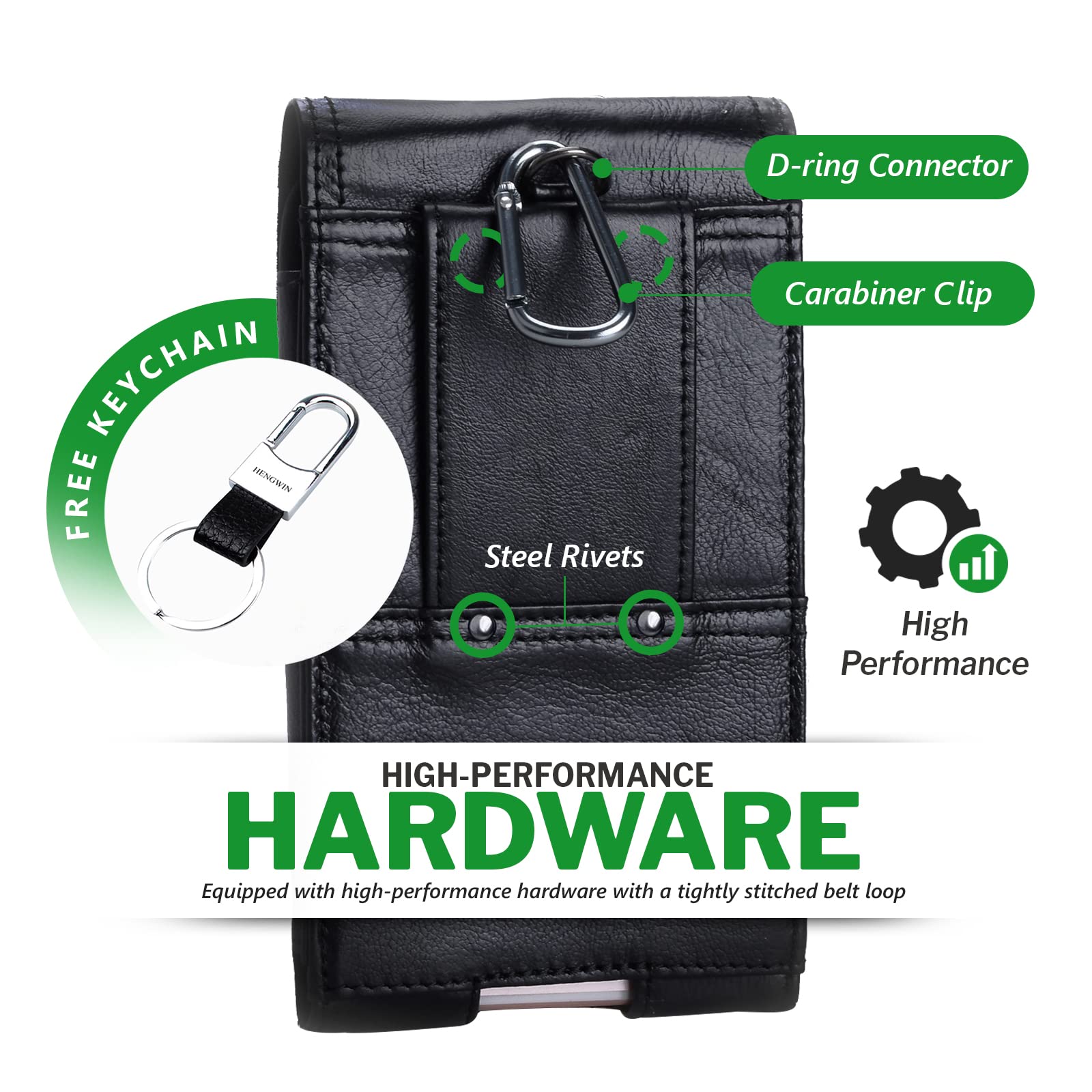 Étui Magnétique Cuir Véritable Pour IPhone - Clip Ceinture Inclus - Marron élégant