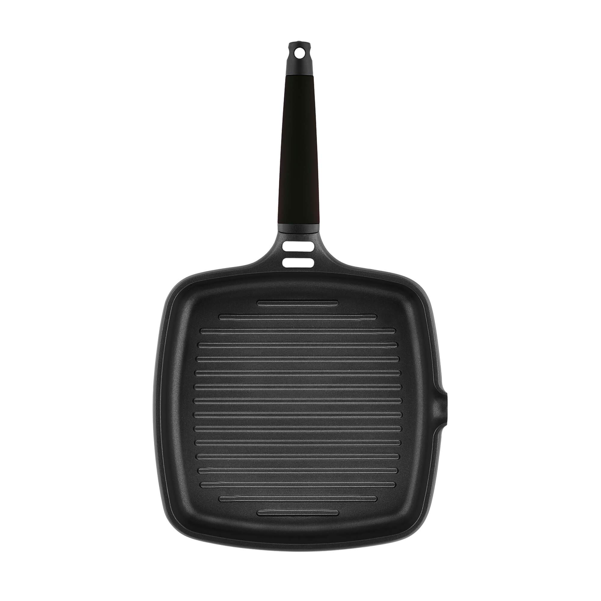 CASTEY Grill Asador De Inducción 22 Cm – Antiadherente Y Ligero Con Mango De Madera
