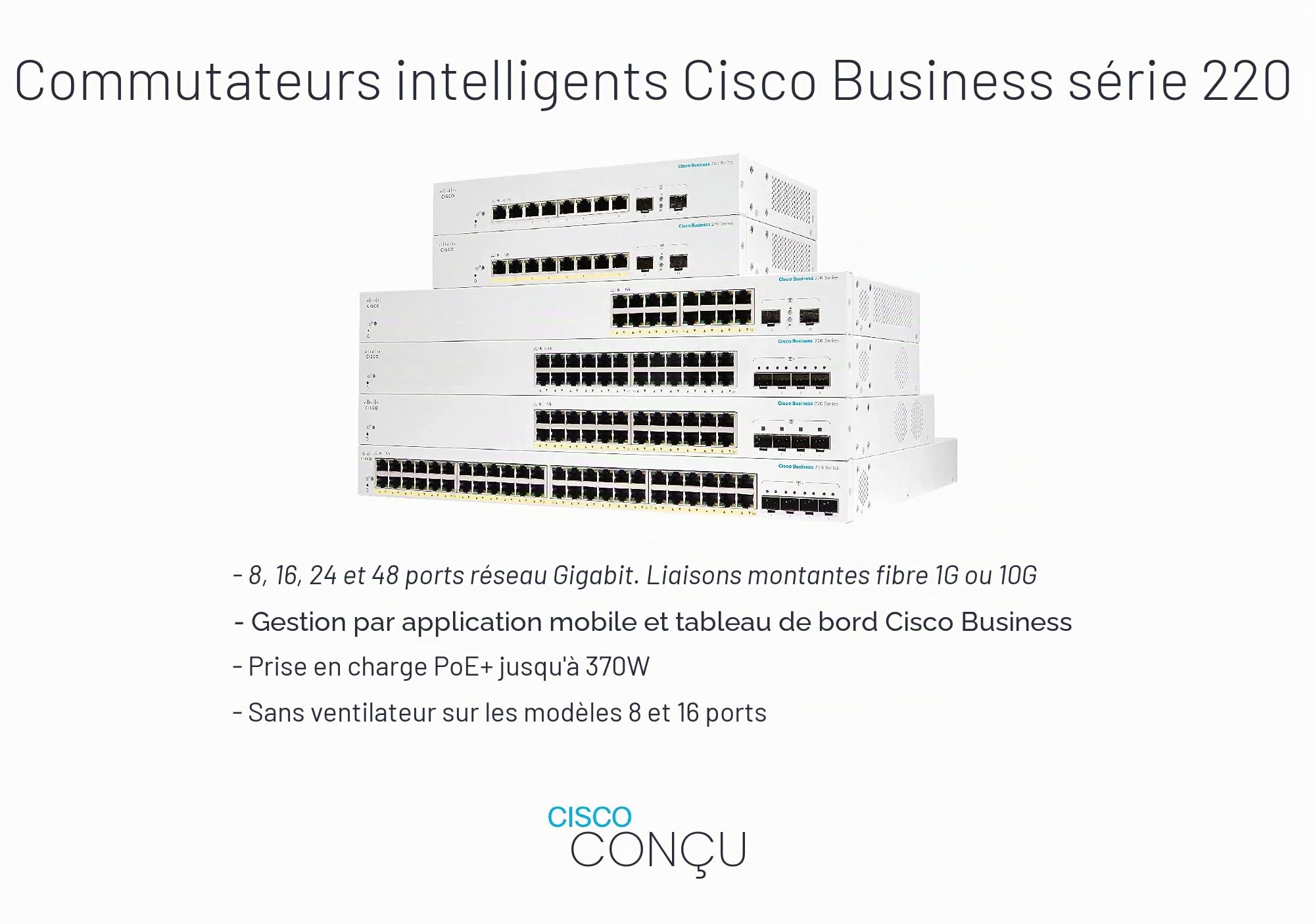 Cisco Commutateur Intelligent Business CBS220-16P-2G | 16 Ports GE | PoE | Ports SFP 2 x 1G | Garantie matérielle limitée de 3 Ans (CBS220-16P-2G-EU)