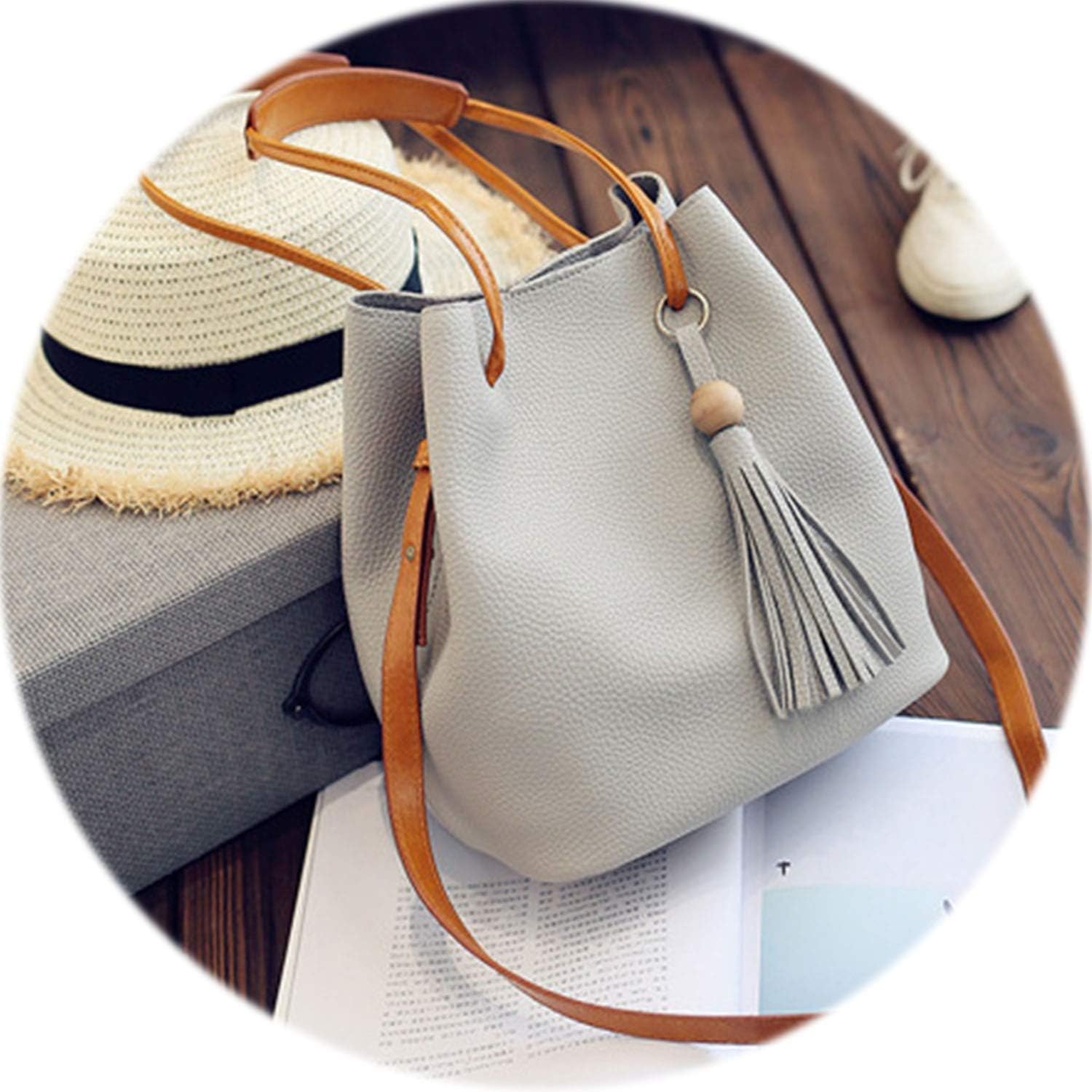 2019 Ladies Bucket Drawstring Shoulder Bag Fashion Women Tassel Pendant Shoulderbag Handbag Satchel