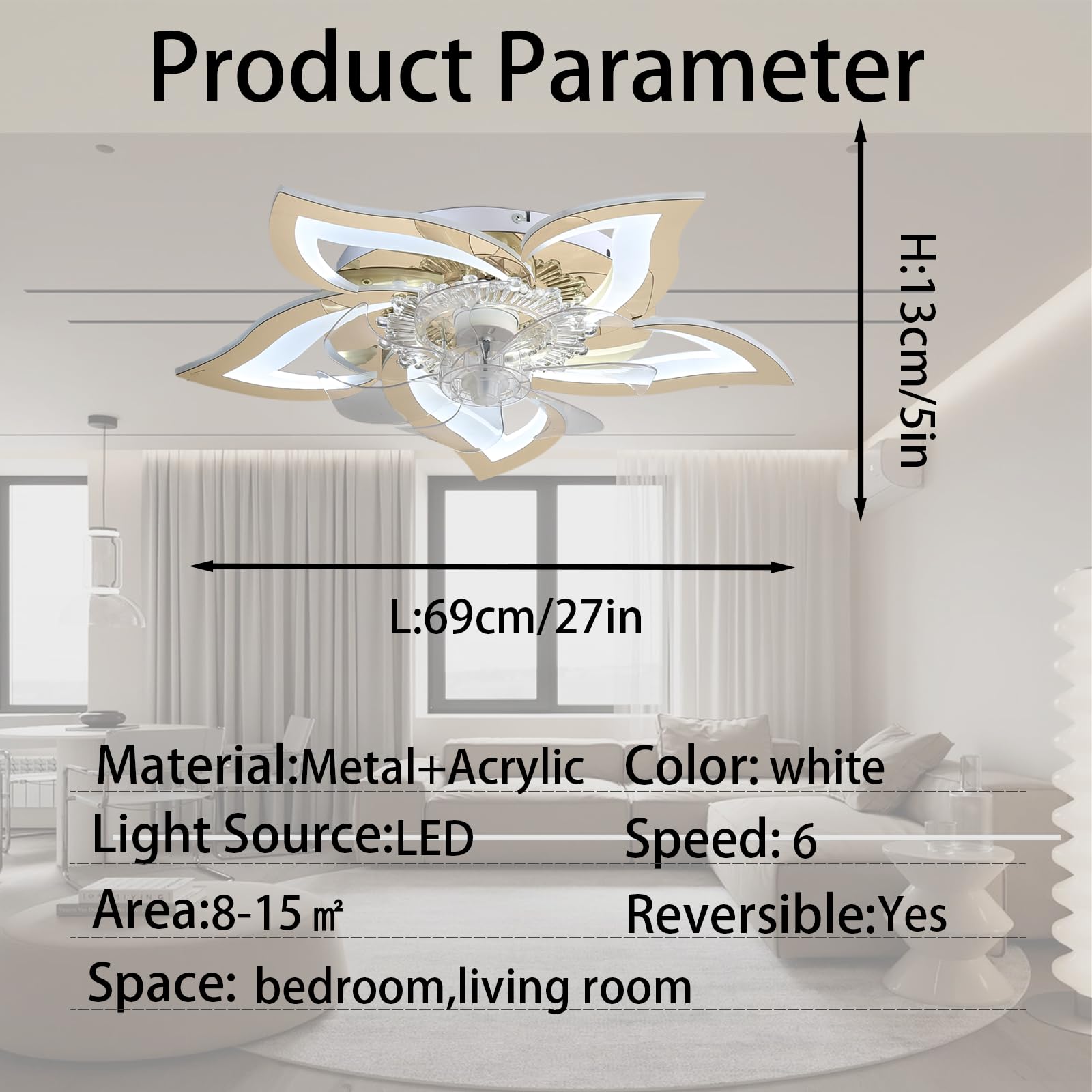 Smart Deckenventilator Mit Beleuchtung Und Fernbedienung Leise, Led Deckenventilator Mit Licht Dimmbar 6 Gang Reversibel Deckenleuchte Mit Ventilator Für Küchen, Wohnzimme