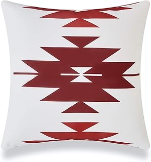 Hofdeco Modern Boho Patio Indoor Outdoor Pillow Cover ONLY for Backyard, Couch, Sofa, Dark Red Aztec Triangles, 18"x18"