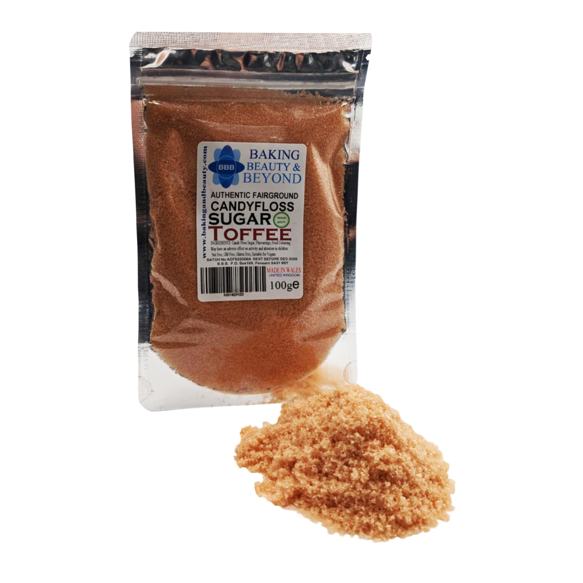 Baking Beauty and Beyond Premium Candy Floss Sugar 100g - Toffee Flavour