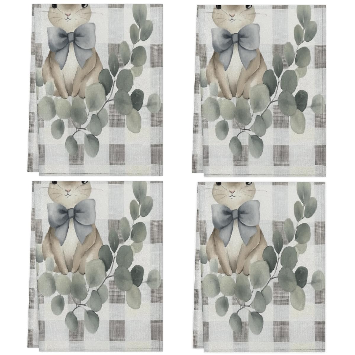 Torchons en microfibre ultra absorbants lot de 4 essuie-mains séchage rapide lapin de Pâques 45x72cm