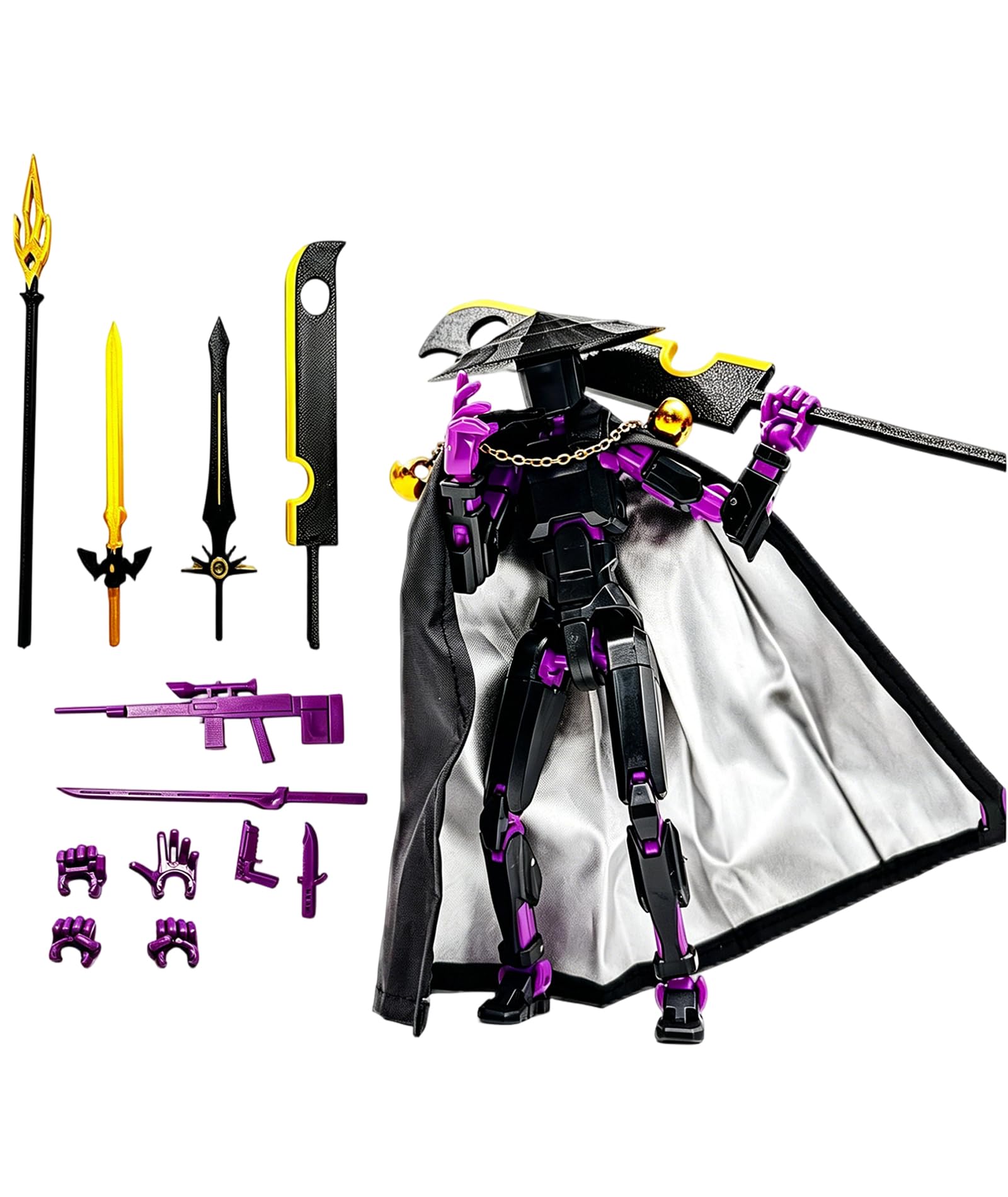 T13 Action Figure, Polyarticular Movable Action Figure Robot Figure Desktop Decoration for Kid Desktop Decorations for Game Lovers Toys Gift Or Birthday Present(Black Purple)-image-46