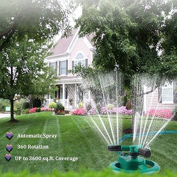 Garden Sprinkler Automatic Lawn Sprinkler 360 Degree Rotating Water Sprinklers for Lawns Grass Aerator Lawn & Garden Watering Equipment for Garden Plants Lawn Watering Lawn Irrigation