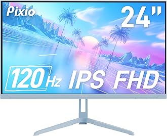 PixioPX246 Wave Blue 24 inch 120Hz Refresh Rate FHD 1080p Resolution IPS Panel 4ms GTG Response Time Gaming Monitor with Adaptive Sync